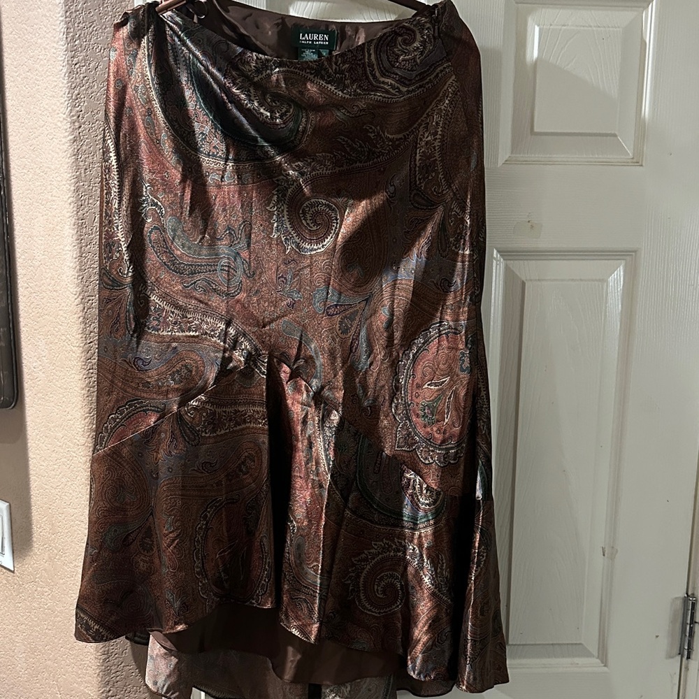 Lauren Ralph Lauren Brown Paisley A-Line Skirt